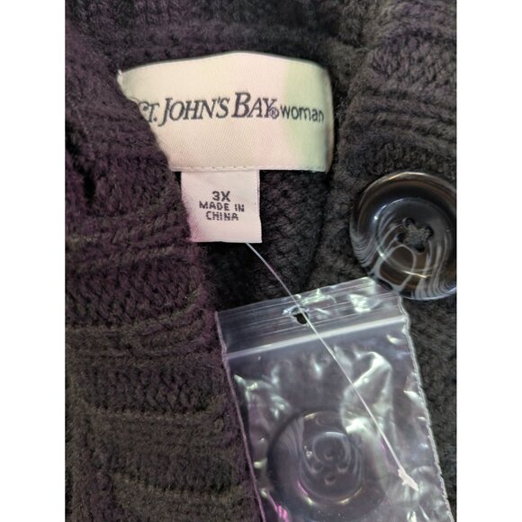 St John's Bay Women's Black Cardigan Cable-Knit Sweater NWOT Size 3X - Picture 8 of 10